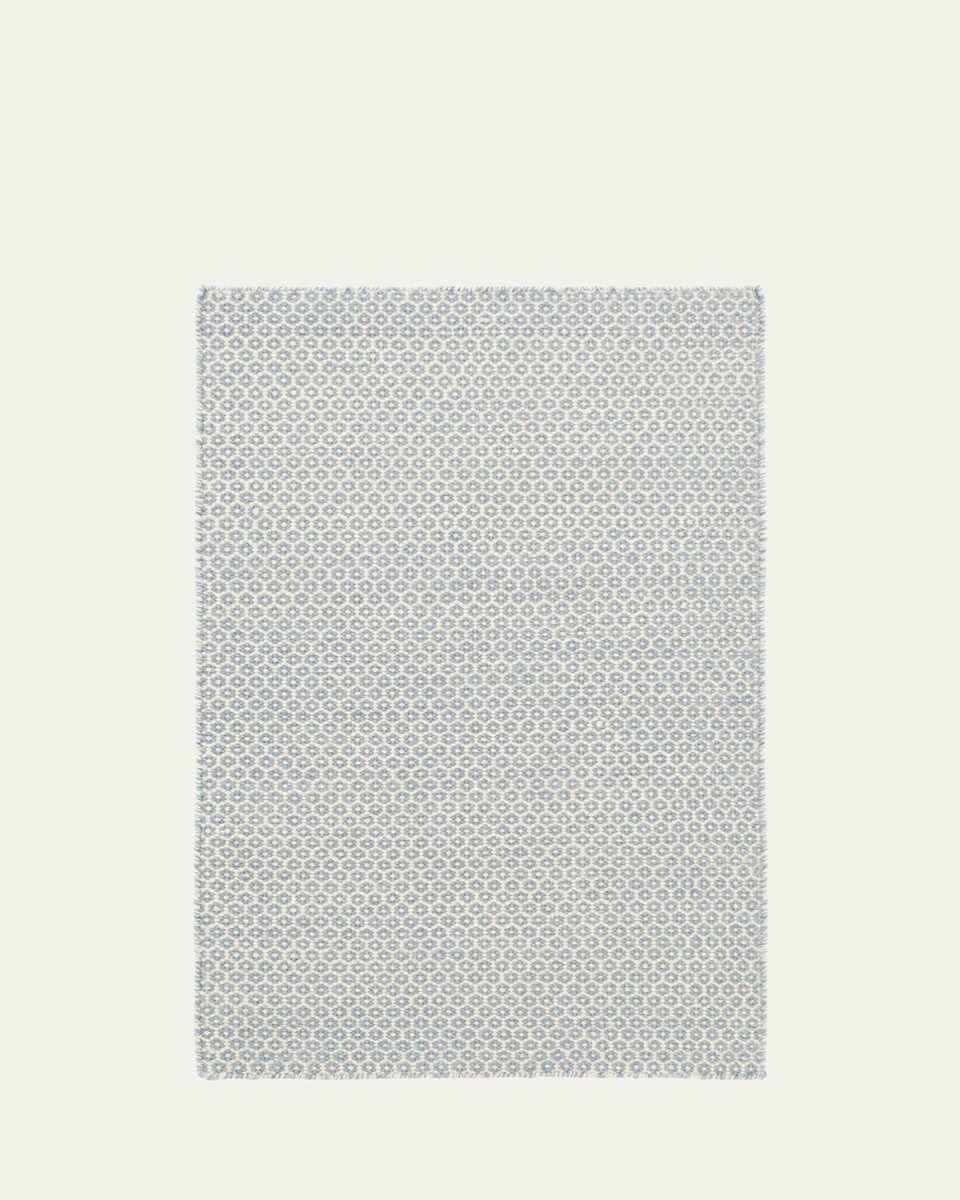 Honeycomb French Blue/Ivory Handwoven Rug, 8' x 10'